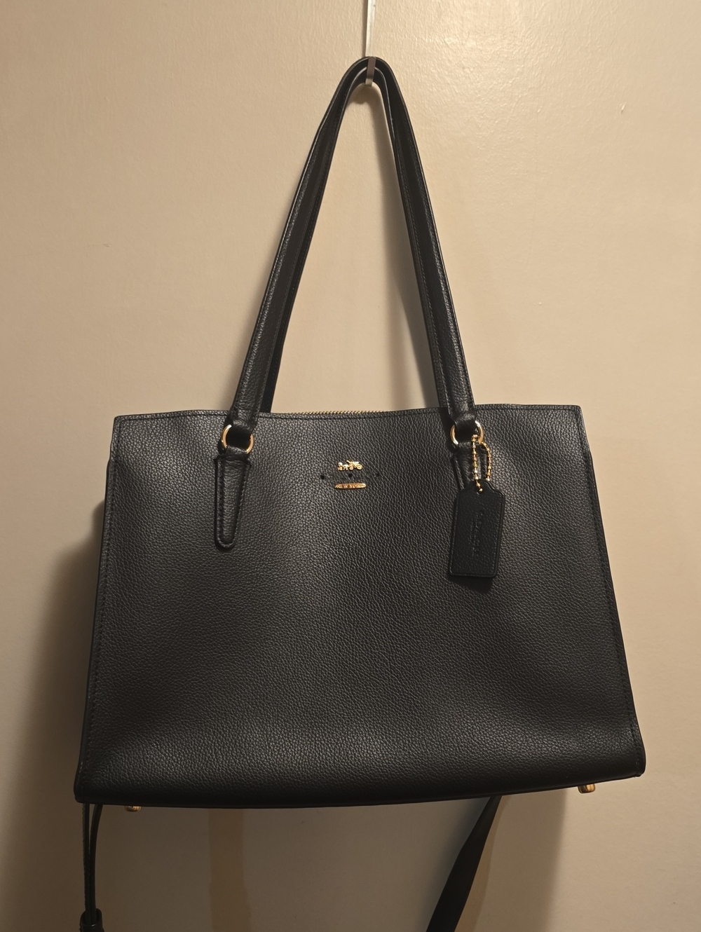 Coach Black Pebbled Leather Tote with Gold Hardware